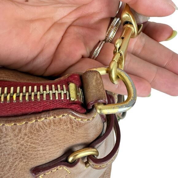 Dooney & Bourke Florentine Bristol Tan Leather Zip Domed Satchel Handbag Purse - Picture 8 of 13